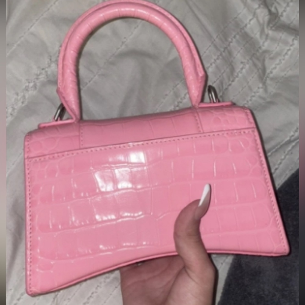 Balenciaga Pink xs hourglass Bag in croc - Picture 3 of 5